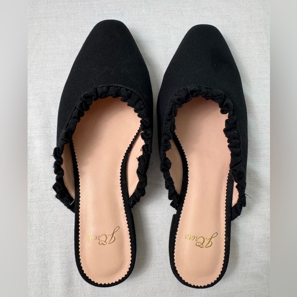 J. Crew Women's Black Ruffle Slip-On Shoes - Picture 3 of 5